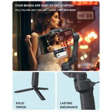 Go-Des GD-F11 AI Face Tracking 3 Axis Gimbal Stabilizers Professional Handheld Selfie Stabilizer Gimbals with Fill Light for Mobile Phone