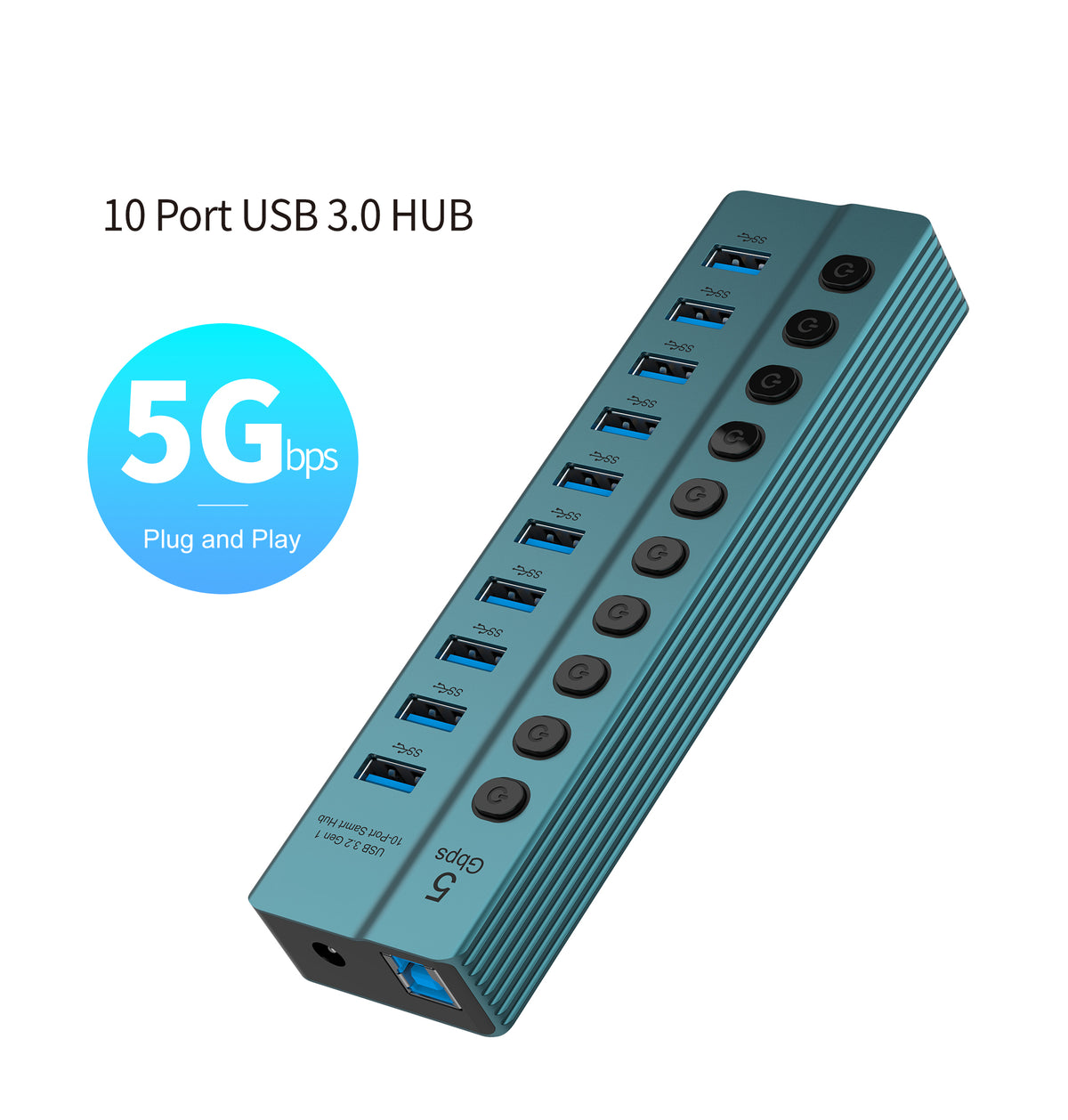 Go-Des GD-HB101 USB 3.2 Gen 1 10-Port Hub with Separate Buttons