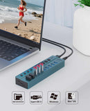 Go-Des GD-HB101 USB 3.2 Gen 1 10-Port Hub with Separate Buttons